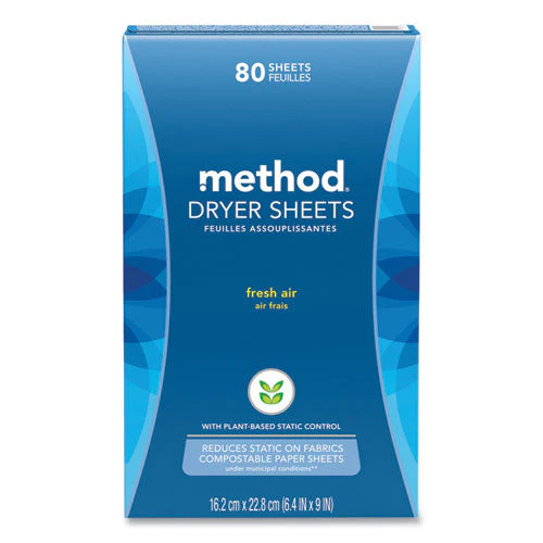 Dryer Sheets, Fresh Air, 80/box, 6 Boxes/carton - Image 2