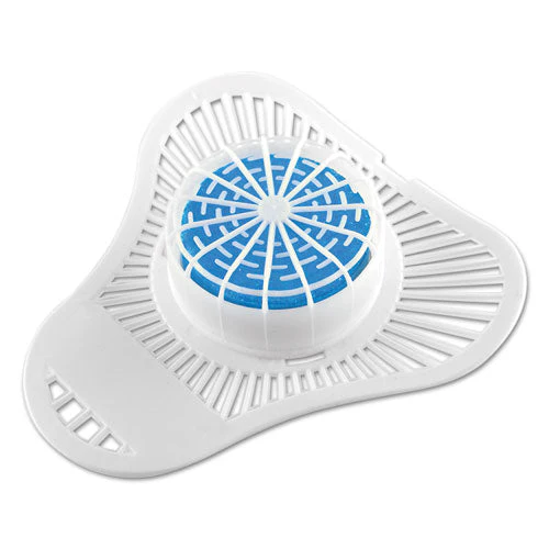 Urinal Screen With Non-para Deodorizer Block, Cherry Scent, White/blue, 12/carton - Image 1