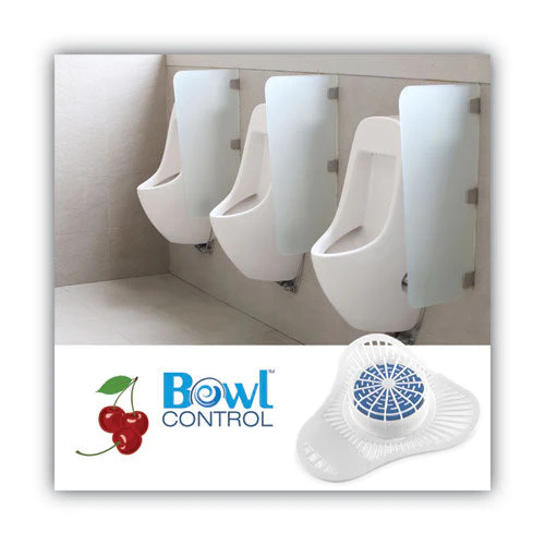 Urinal Screen With Non-para Deodorizer Block, Cherry Scent, White/blue, 12/carton - Image 3