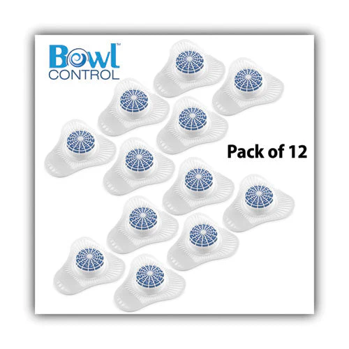 Urinal Screen With Non-para Deodorizer Block, Cherry Scent, White/blue, 12/carton - Image 2