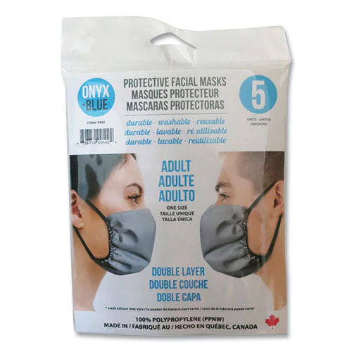 Protective Face Mask, Polypropylene, One Size Fits All, 5/pack - Image 1