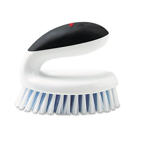 Good Grips Household Scrub Brush, White/blue Nylon/polypropylene Bristles, 5" Brush, 5" Black/white Handle - Image 1