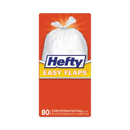 Easy Flaps Trash Bags, 13 Gal, 0.8 Mil, 23.75" X 28", White, 80/box - Image 1