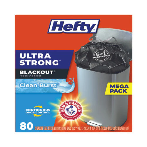 Ultra Strong Blackout Tall-kitchen Drawstring Bags, 13 Gal, 0.9 Mil, 23.75" X 24.88", Black, 80 Bags/box, 3 Boxes/carton - Image 2