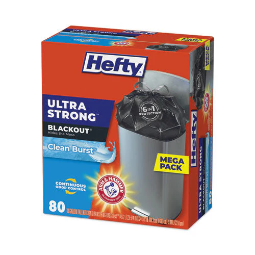 Ultra Strong Blackout Tall-kitchen Drawstring Bags, 13 Gal, 0.9 Mil, 23.75" X 24.88", Black, 80/box - Image 3