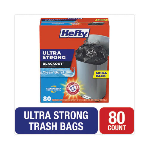 Ultra Strong Blackout Tall-kitchen Drawstring Bags, 13 Gal, 0.9 Mil, 23.75" X 24.88", Black, 80/box - Image 2