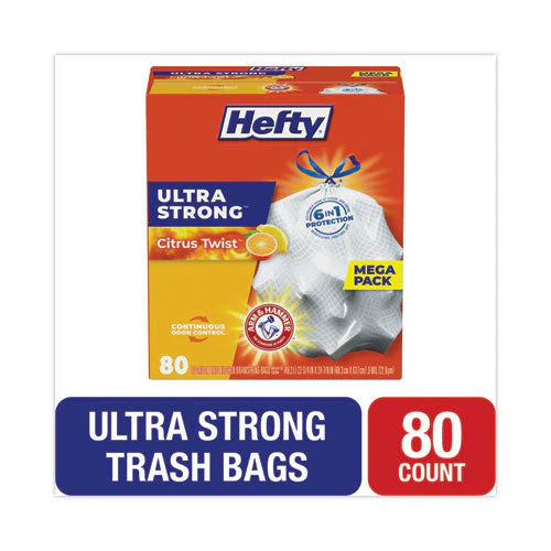 Ultra Strong Scented Tall White Kitchen Bags, 13 Gal, 0.9 Mil, 23.75" X 24.88", White, 80/box - Image 1