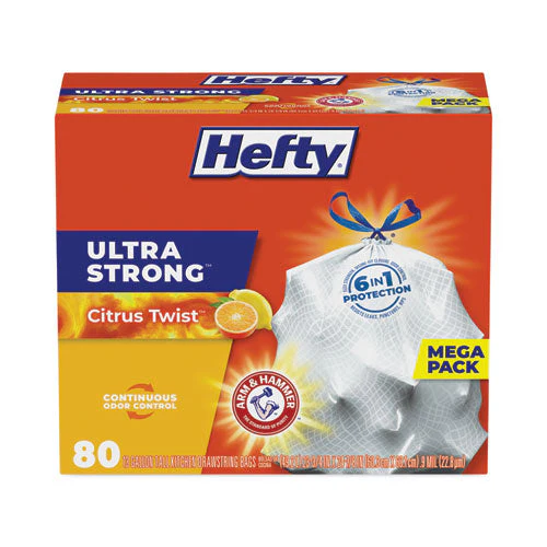 Ultra Strong Scented Tall White Kitchen Bags, 13 Gal, 0.9 Mil, 23.75" X 24.88", White, 80 Bags/box, 3 Boxes/carton - Image 1