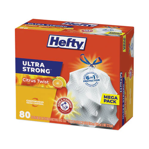 Ultra Strong Scented Tall White Kitchen Bags, 13 Gal, 0.9 Mil, 23.75" X 24.88", White, 80 Bags/box, 3 Boxes/carton - Image 3