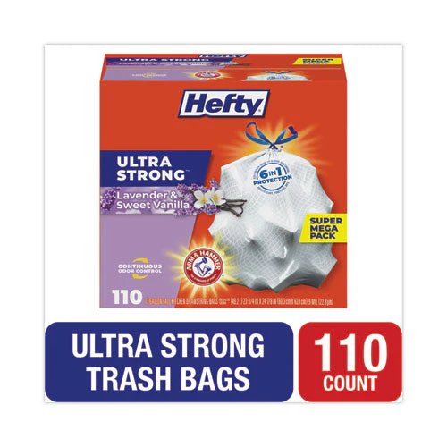 Ultra Strong Scented Tall White Kitchen Bags, 13 Gal, 0.9 Mil, 23.75" X 24.88", White, 110/box - Image 1