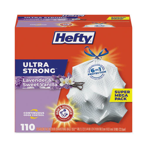 Ultra Strong Scented Tall White Kitchen Bags, 13 Gal, 0.9 Mil, 23.75" X 24.88", White, 110 Bags/box, 3 Boxes/carton - Image 1