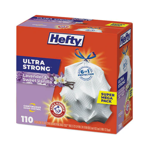 Ultra Strong Scented Tall White Kitchen Bags, 13 Gal, 0.9 Mil, 23.75" X 24.88", White, 110 Bags/box, 3 Boxes/carton - Image 2