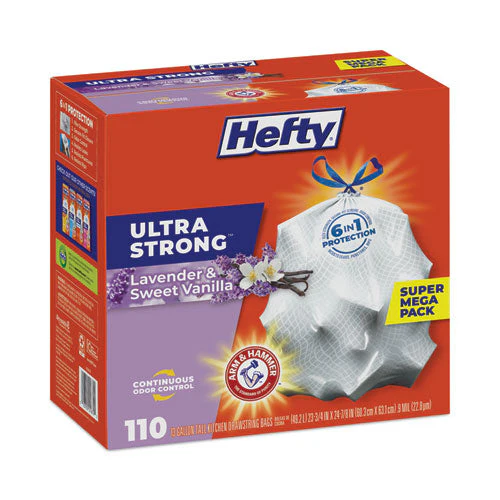 Ultra Strong Scented Tall White Kitchen Bags, 13 Gal, 0.9 Mil, 23.75" X 24.88", White, 110 Bags/box, 3 Boxes/carton - Image 3