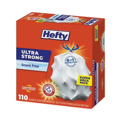 Ultra Strong Tall Kitchen And Trash Bags, 13 Gal, 0.9 Mil, 23.75" X 24.88", White, 110 Bags/box, 3 Boxes/carton - Image 3
