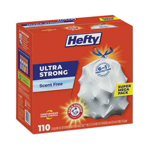 Ultra Strong Tall Kitchen And Trash Bags, 13 Gal, 0.9 Mil, 23.75" X 24.88", White, 110 Bags/box, 3 Boxes/carton - Image 2