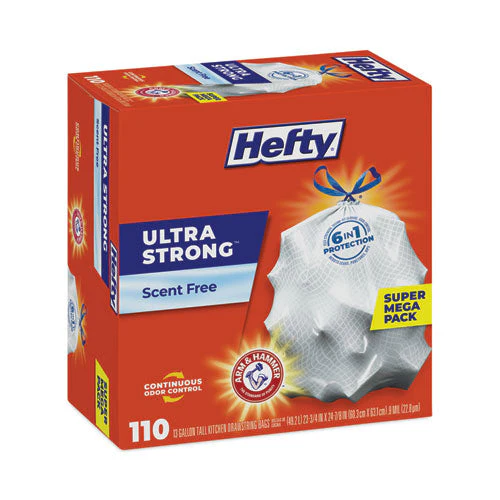 Ultra Strong Tall Kitchen And Trash Bags, 13 Gal, 0.9 Mil, 23.75" X 24.88", White, 110/box - Image 2