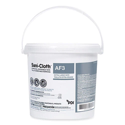 Sani-cloth Af3 Germicidal Disposable Wipes, Extra-large, 1-ply, 7.5 X 15, Unscented, White, 160 Wipes/pail, 2 Pails/carton - Image 1