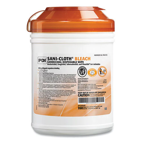 Sani-cloth Bleach Germicidal Disposable Wipes, 1-ply, 7.5 X 15, Unscented, White, 160/canister, 12 Canisters/carton - Image 1