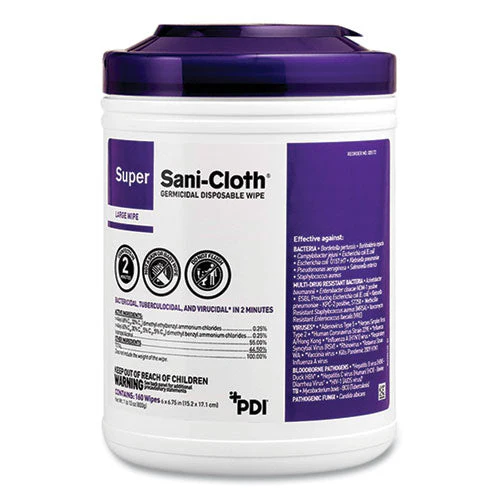 Super Sani-cloth Germicidal Disposable Wipes, Extra-large, 1-ply, 7.5" X 15", Unscented, White, 75/pack - Image 1