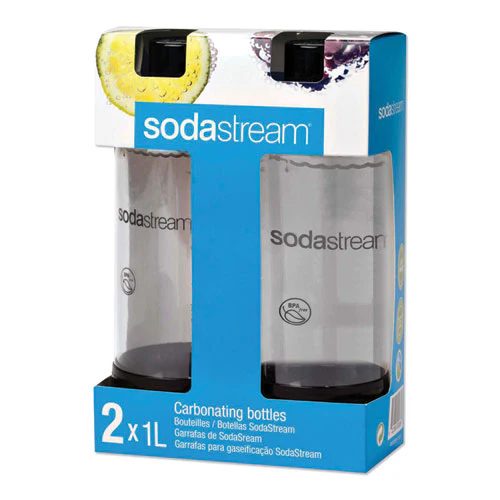 Carbonating Bottle Twin Pack, Plastic, 33 Oz, Clear/black - Image 2