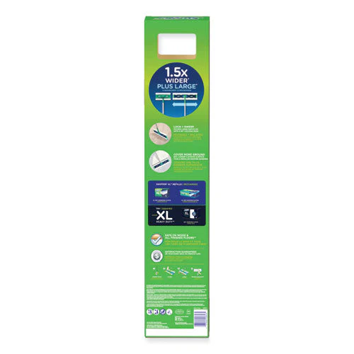 Sweeper Mop, 16.5 X 9 White Cloth Head, 46" Green/silver Aluminum/plastic Handle - Image 2