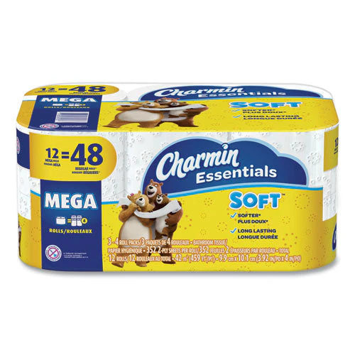 Essentials Soft Bathroom Tissue, Septic Safe, 2-ply, White, 352 Sheets/roll, 12/pack - Image 1