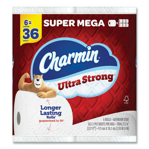 Ultra Strong Bathroom Tissue, Super Mega Rolls, Septic Safe, 2-ply, White, 363 Sheet Roll, 6 Rolls/pack, 3 Packs/carton - Image 1
