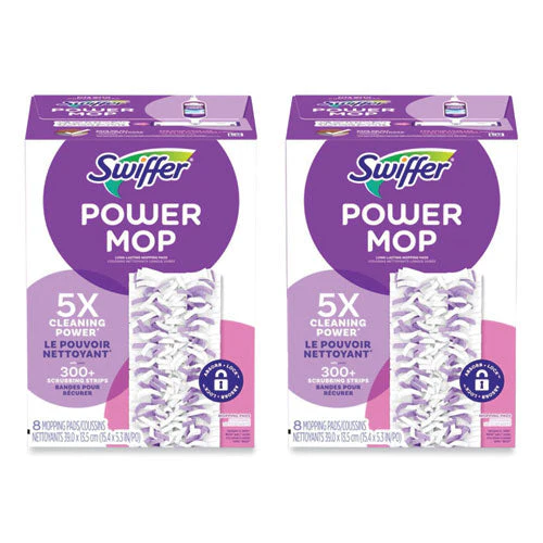 Powermop Mopping Pads, 15.4 X 5.3, 8/box, 2 Boxes/carton - Image 1