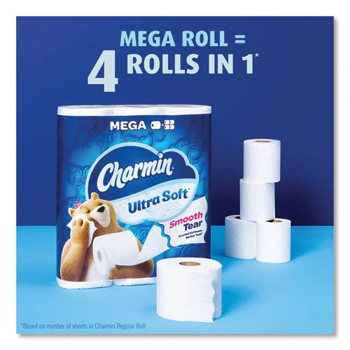 Ultra Soft Bathroom Tissue, Mega Roll, Septic Safe, 2-ply, White, 224 Sheets/roll, 18 Rolls/carton - Image 2