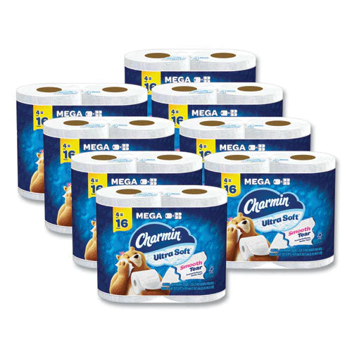 Ultra Soft Bathroom Tissue, Mega Roll, Septic Safe, 2-ply, White, 224 Sheets/roll, 4 Rolls/pack, 8 Packs/carton - Image 1
