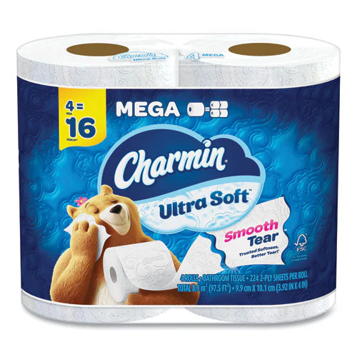 Ultra Soft Bathroom Tissue, Septic Safe, 2-ply, White, 224 Sheets/roll, 4 Rolls/pack - Image 1