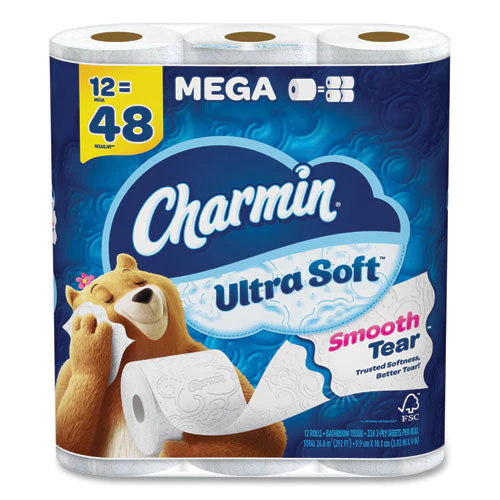 Ultra Soft Bathroom Tissue, Mega Roll, Septic Safe, 2-ply, White, 224 Sheets/roll, 12 Rolls/pack, 4 Packs/carton - Image 1