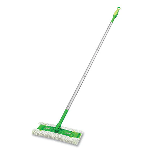 Sweeper Mop, 10 X 4.8 White Cloth Head, 46" Green/silver Aluminum/plastic Handle - Image 1