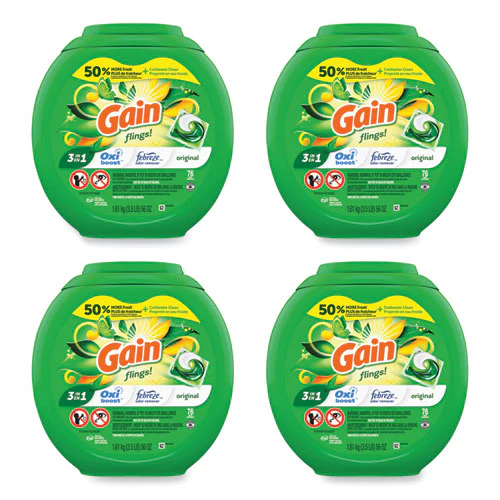 Flings Detergent Pods, Original, 76 Pods/tub, 4 Tubs/carton - Image 1