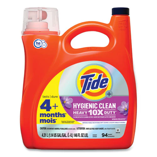 Hygienic Clean Heavy 10x Duty Liquid Laundry Detergent, Spring Meadow Scent, 146 Oz Pour Bottle, 4/carton - Image 1