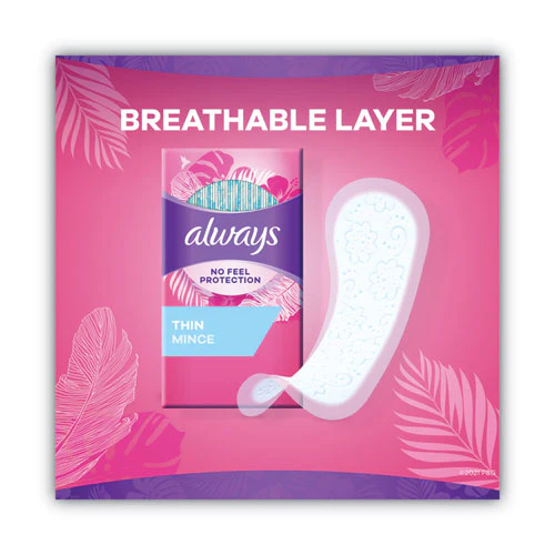 Thin Daily Panty Liners, Regular, 120/pack, 6 Packs/carton - Image 2