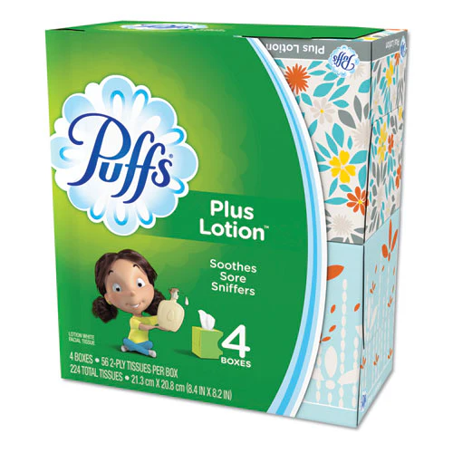 Plus Lotion Facial Tissue, 2-ply, White, 56 Sheets/box, 24 Boxes/carton - Image 1