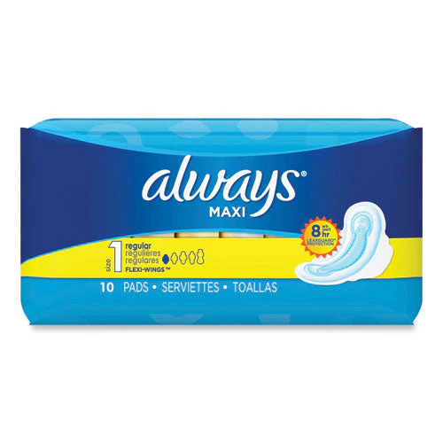 Regular Maxi Pads With Wings, Regular, 10/box - Image 1