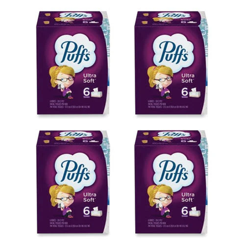 Ultra Soft Facial Tissue, 2-ply, White, 124 Sheets/box, 6 Boxes/pack, 4 Packs/carton - Image 1