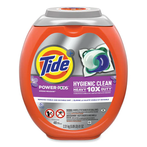 Hygienic Clean Heavy 10x Duty Power Pods, Spring Meadow Scent, 81 Oz Tub, 48 Pods/tub, 4 Tubs/carton - Image 1