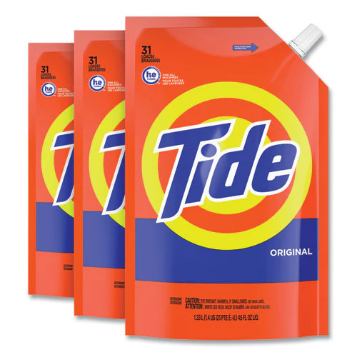 Pouch He Liquid Laundry Detergent, Tide Original Scent, 35 Loads, 45 Oz, 3/carton - Image 2