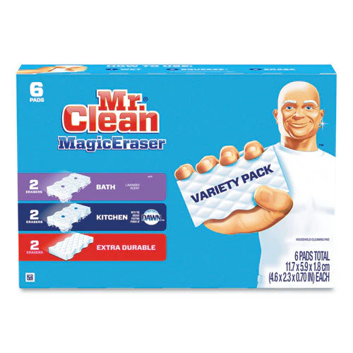 Magic Eraser Variety Pack, Extra Durable; Bath; Kitchen, White, 4.6 X 2.3, 0.7" Thick, White 6/pack - Image 1