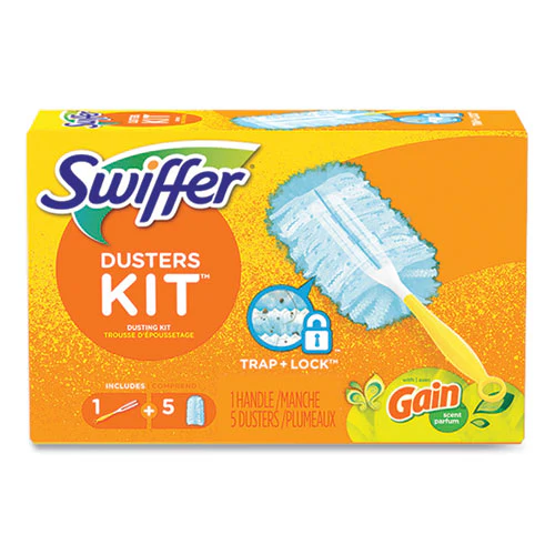 Dusters Starter Kit, Dust Lock Fiber, 6" Handle, Blue/yellow, Gain Scent - Image 2