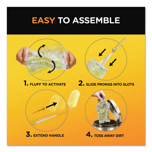 Heavy Duty Dusters With Extendable Handle, Plastic Handle Extends To 3 Ft, 1 Handle And 3 Dusters/kit, 6 Kits/carton - Image 3