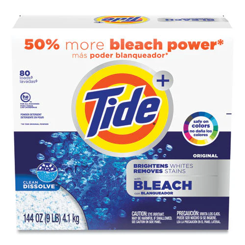 Laundry Detergent With Bleach, Tide Original Scent, Powder, 144 Oz Box - Image 1