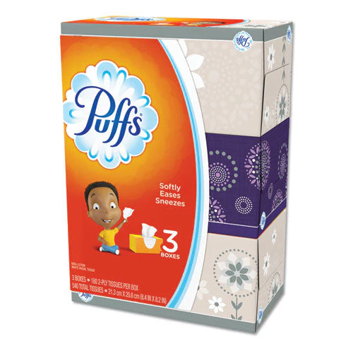 White Facial Tissue, 2-ply, White, 180 Sheets/box, 3 Boxes/pack, 8 Packs/carton - Image 1