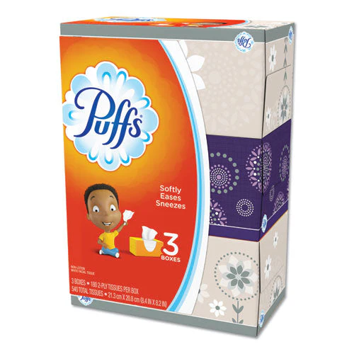 White Facial Tissue, 2-ply, White, 180 Sheets/box, 3 Boxes/pack - Image 1