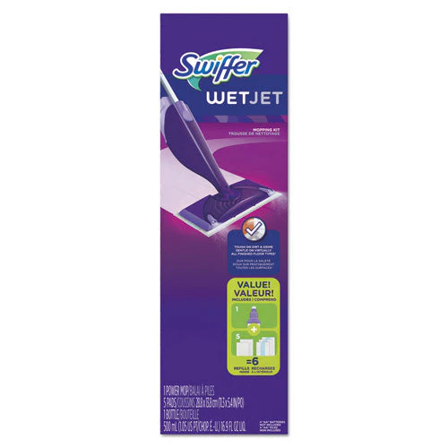 Wetjet Mop, 11 X 5 White Cloth Head, 46" Purple/silver Aluminum/plastic Handle, 2/carton - Image 1
