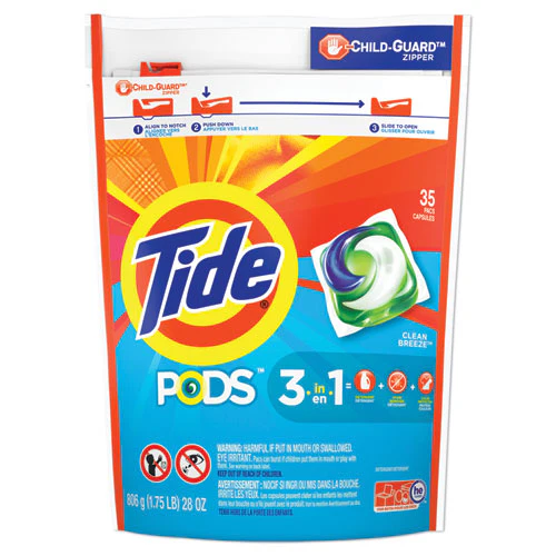 Pods, Laundry Detergent, Clean Breeze, 35/pack, 4 Pack/carton - Image 1