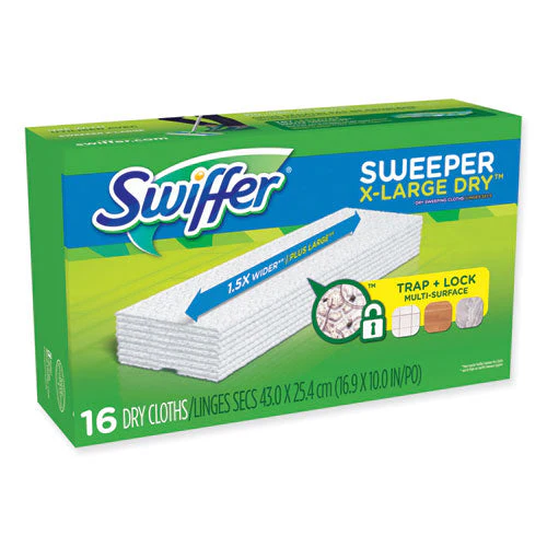 Sweeper Xl Dry Refill Cloths, 16.9" X 9.8", White, 16/box - Image 1